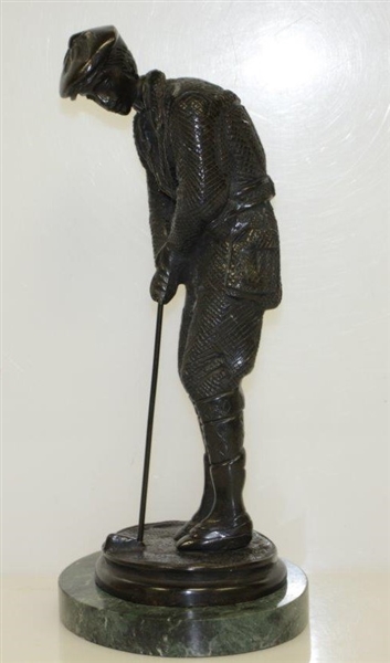 Old-Time Golfer Putting Statue on Marble Base by Bombay