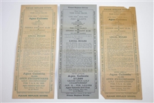 1934 Agua Caliente Contestant Ticket Plus Three Scorecards - 1934 & 1935(x2) - Rod Munday Collection