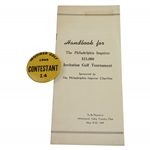 1949 Philadelphia Inquirer Inv. at Whitemarsh Contestant Badge & Handbook - Rod Munday Collection