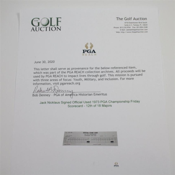 Lot Detail - Jack Nicklaus Signed Official Used 1973 PGA Championship ...