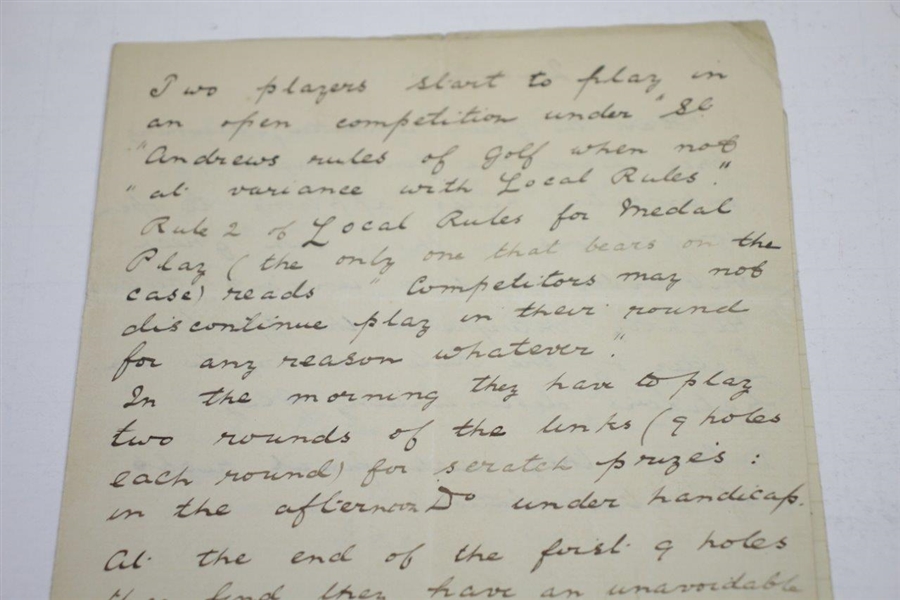 1893 Handwritten Letter Regarding Cannes Golf Club Ruling - March 19th