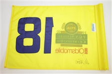 Lee Trevino Signed 1992 PGA Seniors Championship Yellow 18 Flag JSA ALOA