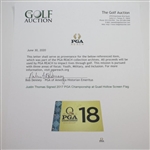 Justin Thomas Signed 2017 PGA Championship at Quail Hollow Screen Flag JSA ALOA