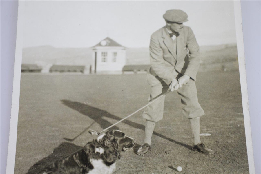 Mr. Gordon-Lockhart with Famous Prize Spaniel (Lord Reddy) Golf Ball Finder at Gleneagles Wire Photo