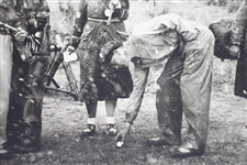 1935 Original Wire Photo 'Golf in the Snow' with W.H. Green Teeing His Ball & Partners/Caddies
