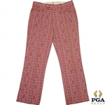 Paul Hahns Personal Worn Di Fini Double Knit Polyester Mens Red Geometric Pattern Golf Pants