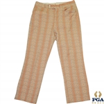 Paul Hahns Personal Worn Di Fini Double Knit Polyester Mens Orange Flower Pattern Golf Pants