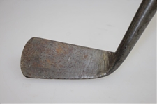 Circa Late 1870's Lofting Iron - Illegible Head Stamp Maker - Lambskin Grip