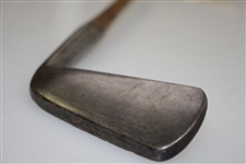 Circa Late 1870's Lofting Iron - Illegible Head Stamp Maker - Lambskin Grip