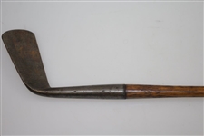 Circa Late 1870's Lofting Iron - Illegible Head Stamp Maker - Lambskin Grip