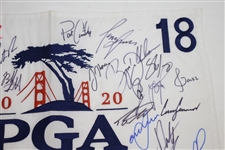 Multi-Signed 2020 PGA Championship at Harding Park Embroidered Flag JSA ALOA