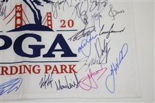 Multi-Signed 2020 PGA Championship at Harding Park Embroidered Flag JSA ALOA