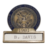 1981 US Senior Open Championship Contestant Badge - B. Davis - Palmers Only Senior Open Win
