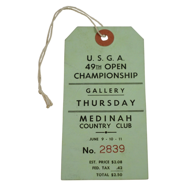 1949 US Open at Medinah CC Round 1 Thursday Ticket - Cary Middlecoff Winner