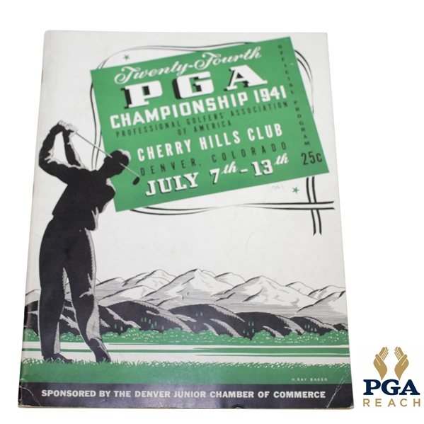 1941 PGA Championship at Cherry Hills Official Program - Vic Ghezzi Winner