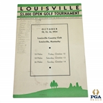 1934 Louisville Open Golf Tournament at Louisville CC Official Program - Horton Smith Win