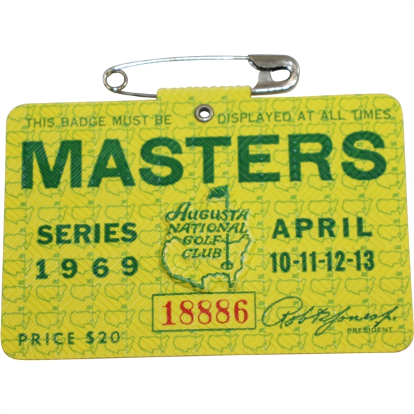 1969 Masters Tournament Series Badge #18886 - George Archer Winner