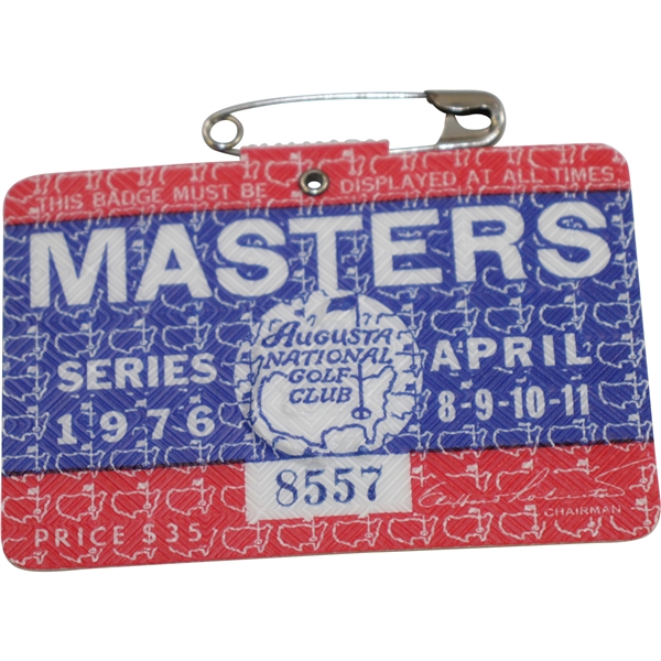1976 Masters Tournament Series Badge #8557 - Ray Floyd Winner