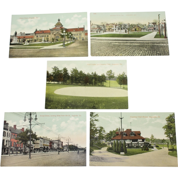 Five (5) Augusta, Ga. Post Cards from Turn of the Century Including Golf Links