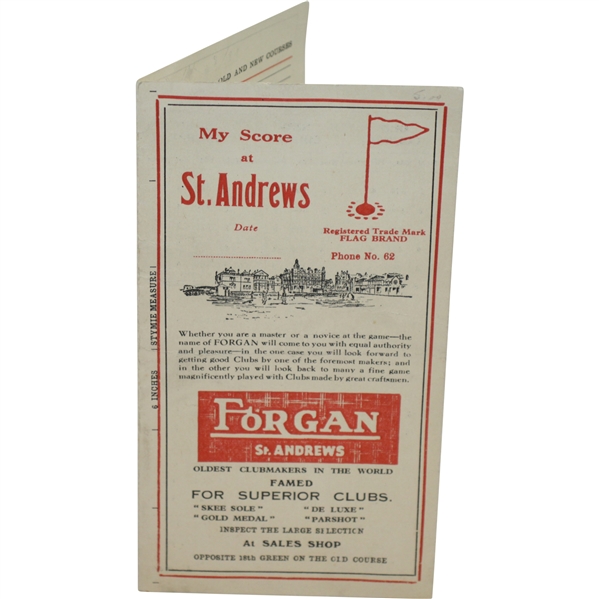 Vintage St. Andrews with Forgan Advertising Scorecard with Stymie Measure