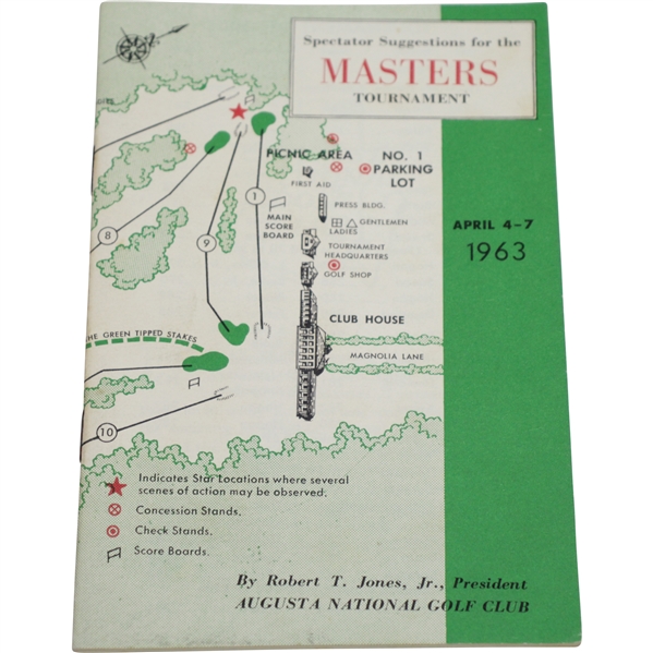 1963 Masters Tournament Spectator Guide - Jack Nicklaus Winner