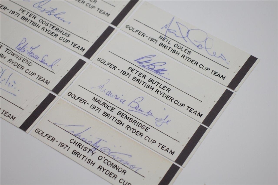 1971 British Ryder Cup Individually Signed Twelve Cut Signatures - Players & Captain JSA ALOA