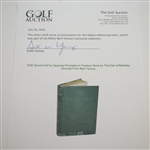 1936 'Sound Golf by Applying Principles to Practice' Book by The Earl of Berkeley Sourced From Bert Yancey