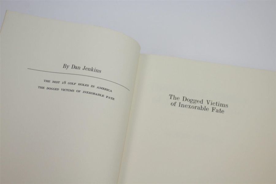 1970 'The Dogged Victims of Inexorable Fate' Book by Dan Jenkins Sourced From Bert Yancey