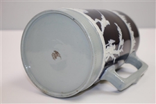 Large Vintage Copeland Spode Stoneware Navy Blue/Grey Golf Themed Pitcher