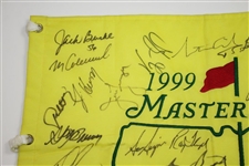 Tiger, Payne, Snead, Jack, & others Signed 1999 Masters Embroidered Flag JSA ALOA