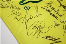 Tiger, Payne, Snead, Jack, & others Signed 1999 Masters Embroidered Flag JSA ALOA