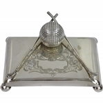 Vintage Ornate Crossed Clubs with Golf Ball Inkwell