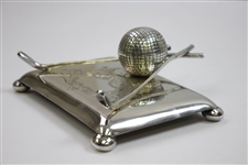 Vintage Ornate Crossed Clubs with Golf Ball Inkwell