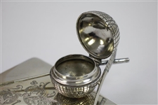 Vintage Ornate Crossed Clubs with Golf Ball Inkwell
