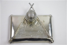 Vintage Ornate Crossed Clubs with Golf Ball Inkwell