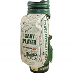Palmer, Sarazen, Nicklaus, & Dozen others Signed Gary Player Green/White Golf Bag JSA ALOA