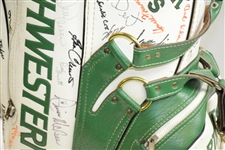 Palmer, Sarazen, Nicklaus, & Dozen others Signed Gary Player Green/White Golf Bag JSA ALOA