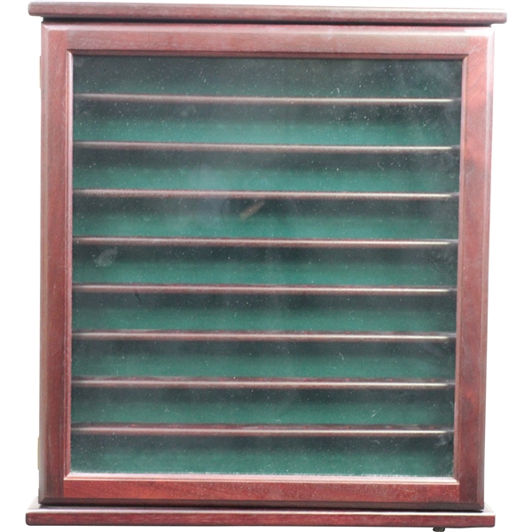 Cherry Wood Golf Ball Display Cabinet - Great Condition - Missing Key