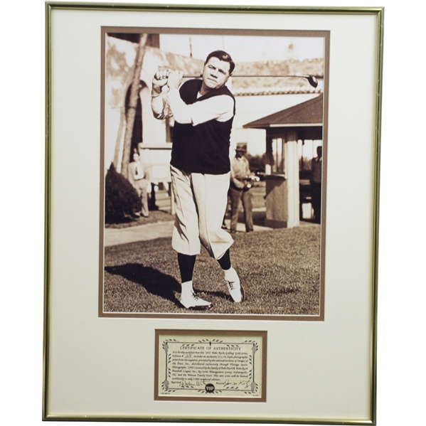Ltd Ed 1937 Babe Ruth Golfing 11x14 Sepia Print from Negative #228/5000 - Framed