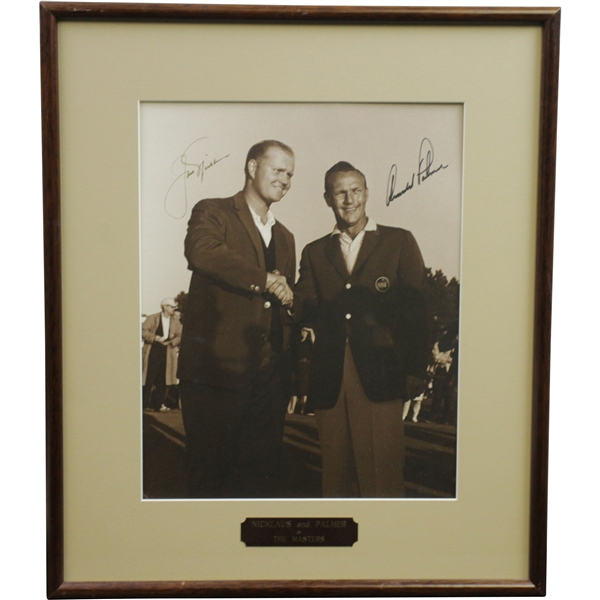 Jack Nicklaus & Arnold Palmer Signed Sepia 'At The Masters' Framed Photo JSA ALOA