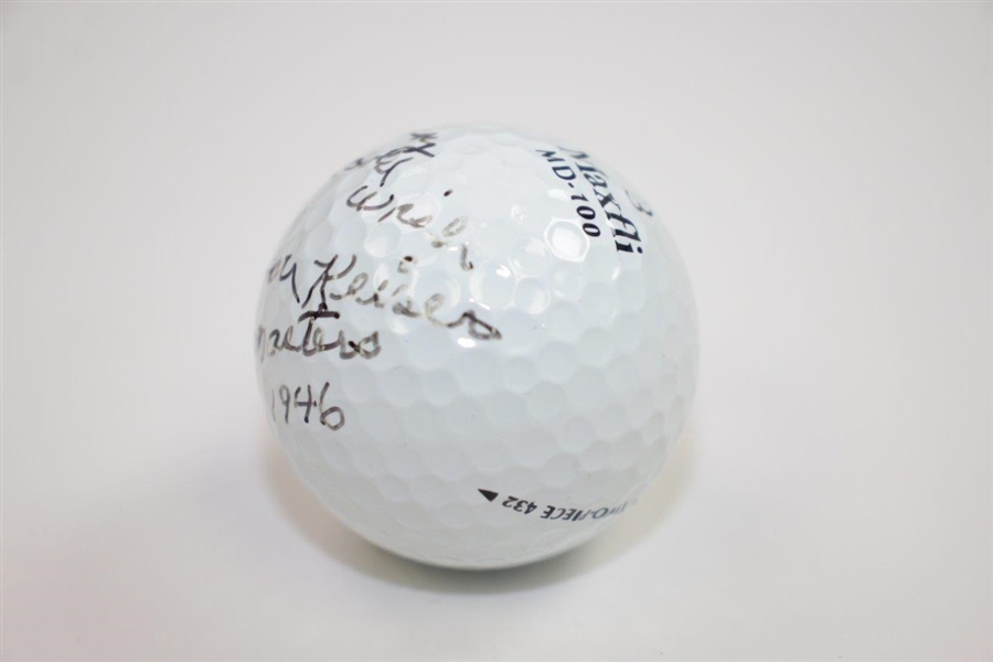 Herman Keiser Signed Golf Ball with 'Masters 1946' & 'With every good wish' Notation JSA ALOA