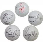 Masters Champs Zoeller, Crenshaw, Lyle, Aaron, & Mize Signed Golf Balls JSA ALOA