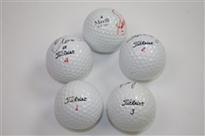 Masters Champs Zoeller, Crenshaw, Lyle, Aaron, & Mize Signed Golf Balls JSA ALOA