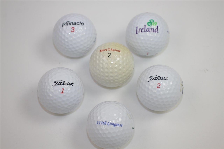 Ryder Cup(2), US Senate, The Players, Ireland Ryder Cup, & Spiro Agnew Logo Golf Balls