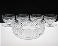 Bobby Wadkins PGA Cut Crystal Punch Bowl with Four Glasses