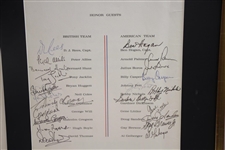 1967 Ryder Cup Victory Dinner Menu Signed by Both Teams - Framed JSA ALOA