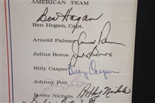 1967 Ryder Cup Victory Dinner Menu Signed by Both Teams - Framed JSA ALOA