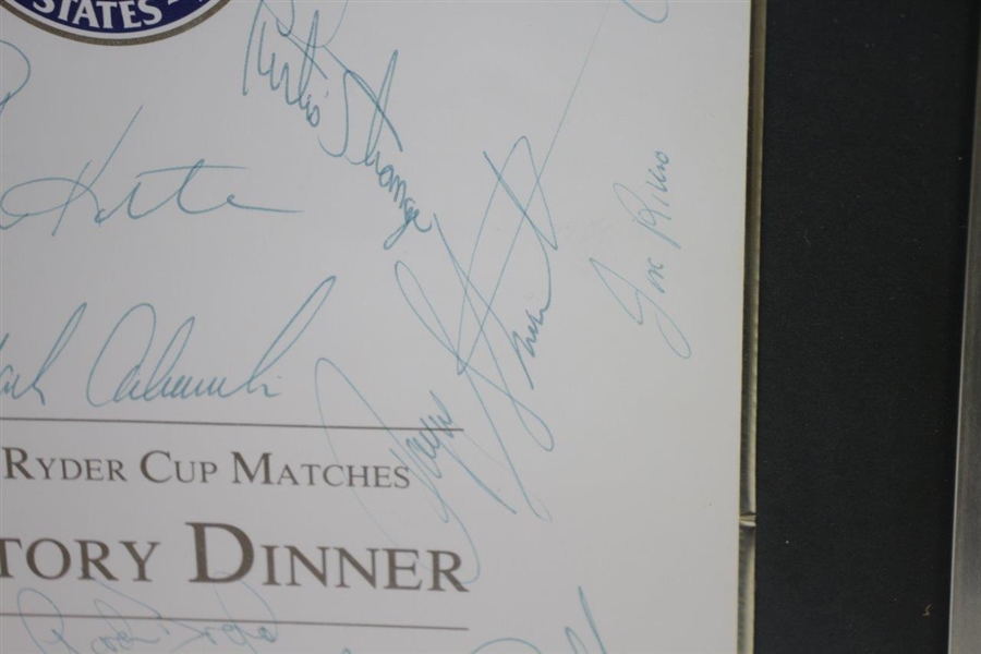 1987 Ryder Cup Victory Dinner Menu Signed by Both Teams - Framed JSA ALOA