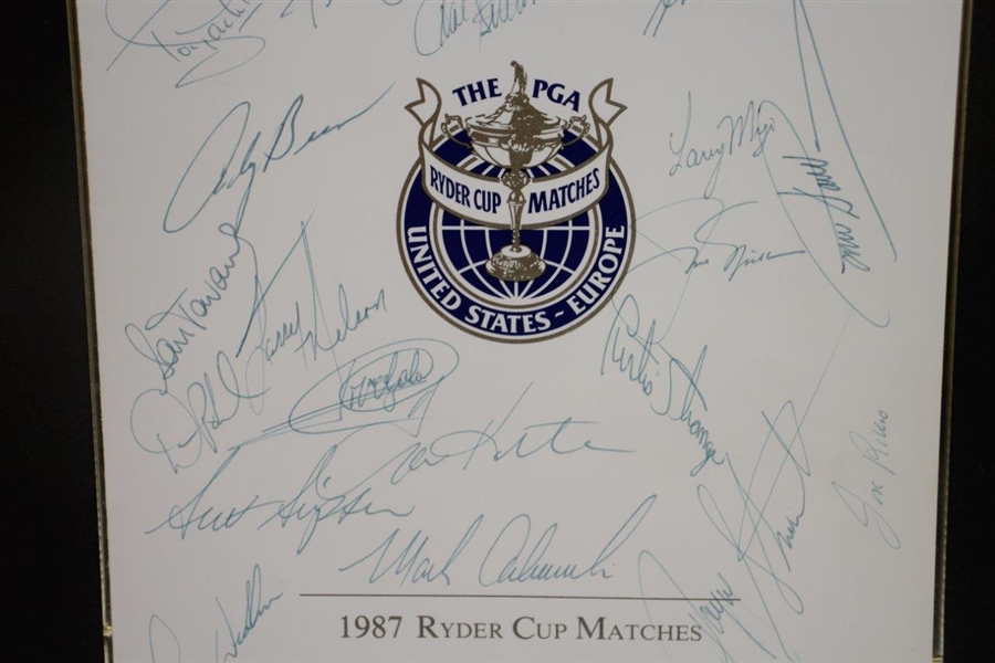 1987 Ryder Cup Victory Dinner Menu Signed by Both Teams - Framed JSA ALOA