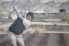 Davis Love III Signed 2000 Phoenix Open 16th Hole Artist Silver Print - Framed JSA ALOA